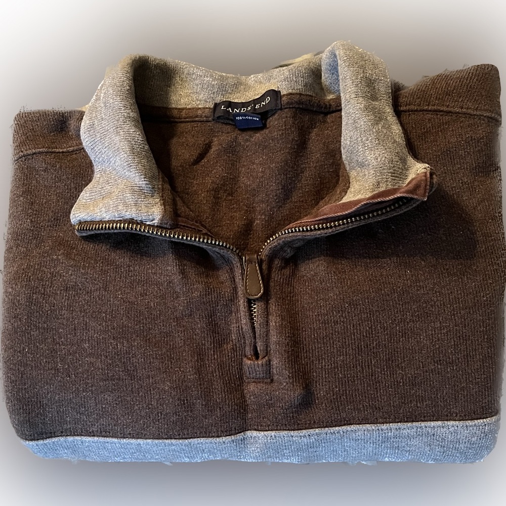 Men’s brown L 1/4 zip Lands End pullover